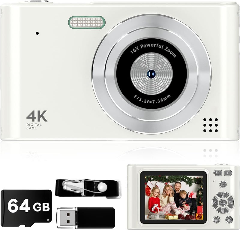 Vyncs Digital Kids Camera 1080P Vlog Camera with 64GB, Lanyard, 16X Zoom Anti Shake, Card Reader 44MP Compact Portable Point Shoot Digicam for Kid Teen Girl Boy Christmas Halloween Thanksgiving - Image 1